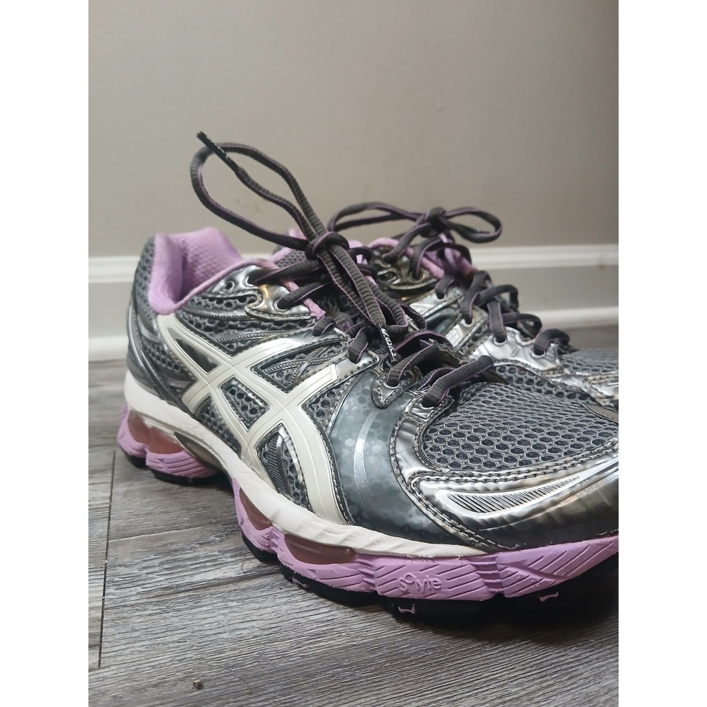Womens SZ 10.5 ASICS Gel Nimbus 13 Purple Silver White T192N  Running Shoes